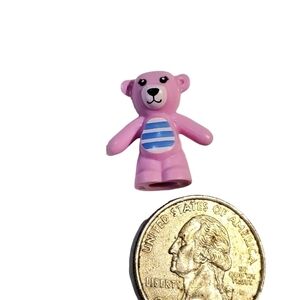 Lego Pink Teddy Bear mini figure blue white striped belly